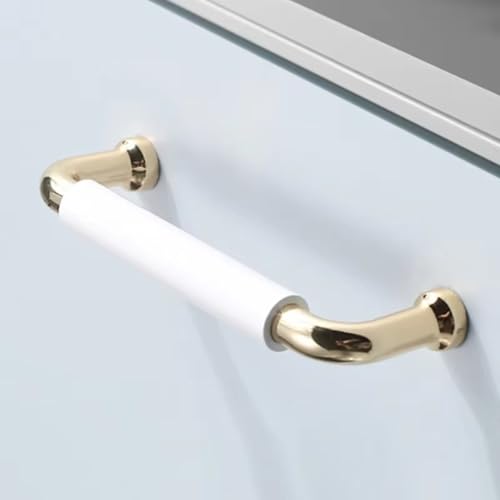 Aoleegatt Heller Schranktürgriff, farblich passendes Metall, moderner minimalistischer großer Kleiderschrank-Schubladengriff, Schubladengriff mit Doppelloch (7791-Goldweiß-965) von Aoleegatt