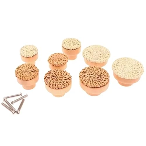 Aoleegatt Holzgriffe für Küchenschränke, Kommoden, Möbelbeschläge, Schima Superba Rattan-Schubladenknöpfe, Kleiderschrankknöpfe (HM-NO Rattan-40 mm) von Aoleegatt
