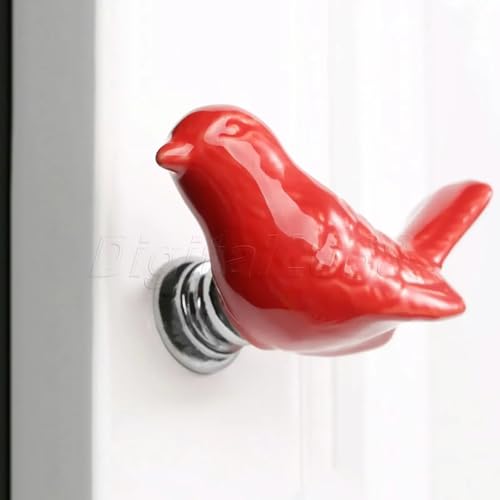 Aoleegatt Keramikgriff mit Vogelmotiv, für Küchenschränke, Schranktüren, Schubladenknöpfe, Zuggriffe, Küchenmöbel, Heimdekoration (rot) von Aoleegatt