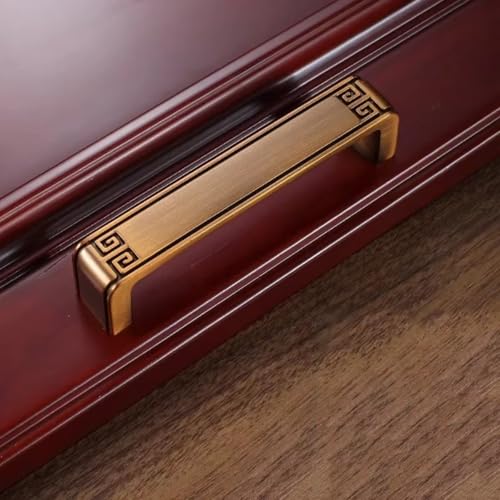 Aoleegatt Kleiderschrank-Türgriff im chinesischen Stil, antiker Kupfer-Schranktürgriff, Schubladenschrank-Zuggriff, mittlere Möbelbeschläge (2919-Kaffee-128 mm) von Aoleegatt