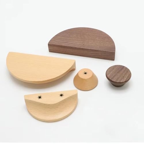 Aoleegatt Küchenschrank Tür Holzknöpfe zieht Schuhschrank Schubladen Halbkreis zieht Schminktisch Holzgriffe (Walnuss - L 150mm) von Aoleegatt
