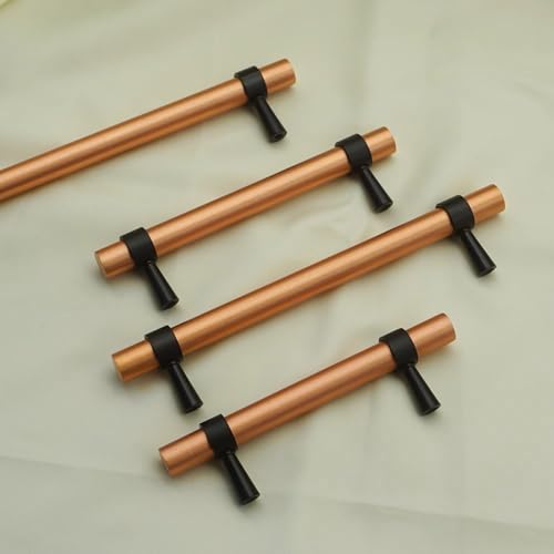 Aoleegatt Kupfergriffe Schränke Schubladen,Möbelgriffe massivem Messing,Moderne Kleiderschrank-,Kommoden- Schrankgriffe,T-Bar-Schrankknöpfe (Kupferstange,schwarz,160 mm Lochmitte,160 mm Lochmitte) von Aoleegatt