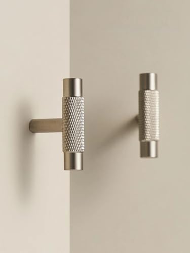 Aoleegatt Massiver Messing-Nickel-gebürsteter Silber-Rändelknopf, klassischer Möbeltürgriff, in Mehreren Größen erhältlich. (CH087-BN-T50) von Aoleegatt