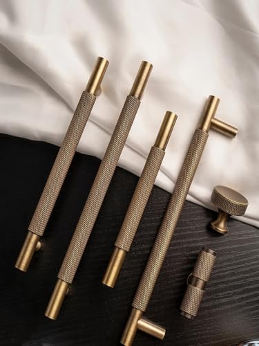 Aoleegatt Messing Diamantschliff Kreuz Rändelmuster Antik Schrankgriffe Kleiderschrank Zugknauf T-Stange erhältlich Küche Hardware (Knauf 15 mm) von Aoleegatt