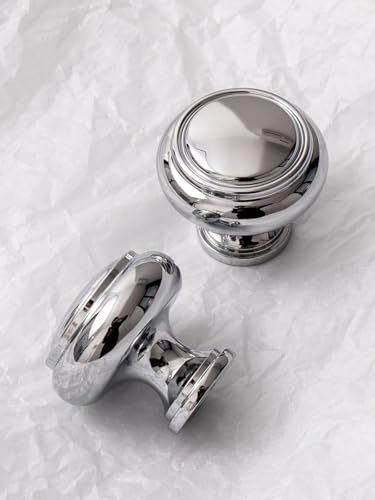 Aoleegatt Messing Möbelgriffe verchromt silber Küchenschrank Griffe aus massivem Kupfer Schubladenknöpfe für Schrank (Knauf-30mm) von Aoleegatt