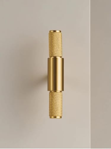 Aoleegatt Messing Rändelknopf Diamant Out Britischer Moderner Stil T-Bar Schrankgriff Schubladenschrank Türknopf Schwarz Gold (CH036-BB-T80) von Aoleegatt
