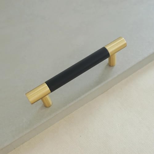 Aoleegatt Möbelbeschläge massivem Messing,T-Griffknöpfe Schränke Schubladen,schwarzer Kleiderschrank,Kommode,Griffknopf (76 mm Lochabstand) von Aoleegatt