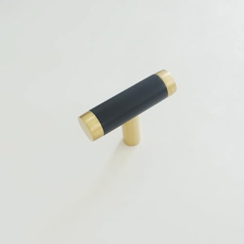 Aoleegatt Möbelbeschläge massivem Messing,T-Griffknöpfe Schränke Schubladen,schwarzer Kleiderschrank,Kommode,Griffknopf (Einlochknopf) von Aoleegatt