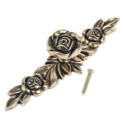 Aoleegatt Möbelgriffe im europäischen Stil,Kleiderschrank-Schubladenknöpfe,Küchenschranktürgriff,Retro-Klassik,Bronze,Rosenblütenform (C 145 mm) von Aoleegatt