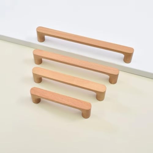Aoleegatt Nordische Holzschrankgriffe, Massivholzmöbel, Küchentürgriff, Kleiderschrank, Schrank, Schubladenknöpfe, Hardware-Zuggriff (Buche, C96 mm) von Aoleegatt