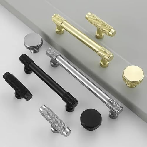 Aoleegatt Schlichte und luxuriöse Türgriffe aus massiver Aluminiumlegierung für Schränke, Kleiderschränke, Nachttisch-TV-Schubladen, Stangengriffe aus Aluminium (Gold, Einzelloch) von Aoleegatt