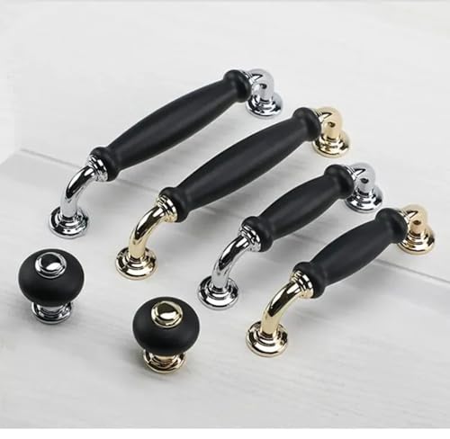 Aoleegatt Schwarze Keramikgriffe für Schränke und Schubladen, runde Türknöpfe aus glänzendem Chrom, für Kleiderschränke, Kommoden, Schrankgriffe, Möbelbeschläge (Silber – 128 mm) von Aoleegatt