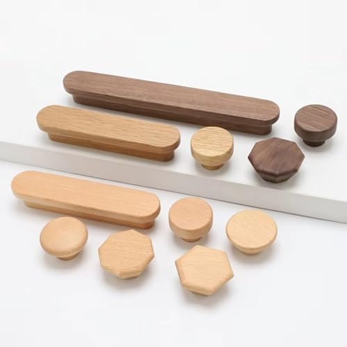Aoleegatt T-förmige Holzknöpfe für Schranktüren aus Walnussholz, für Kleiderschrank, Schubladen, Küchenschränke, Frisiertische, Holzmöbelgriffe (Walnuss-C192) von Aoleegatt