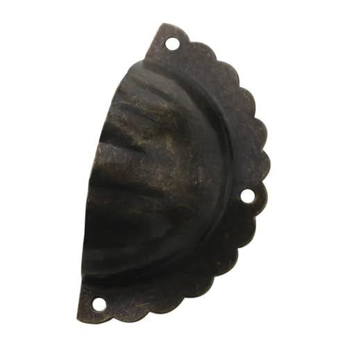 Aoleegatt Traditioneller Griff für Medizinschränke, Schubladen, antike Möbel, Bücherregale, Kleiner Griff, Muster, Muschelknopf, Griff für Schränke, D (Antikmessing, 10 Stück) von Aoleegatt