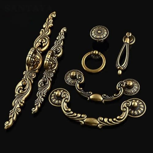 Aoleegatt europäischen Möbelgriff Bronze Vintage zieht Schrank Küchenschrank Kommode Schublade Stange einzelne Lochknöpfe (Lochabstand - 128 mm b) von Aoleegatt