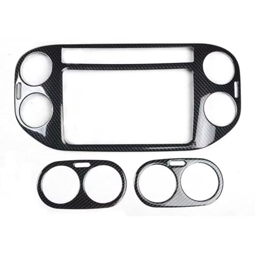 Auto Armaturenbrett Lüftungsgitter Abdeckung Rahmen Autoverkleidung Innenausstattung 3er Set Für Volkswagen Tiguan 2010 2011 2012 2013 2014(Carbon Fiber Black) von Aoleegatt