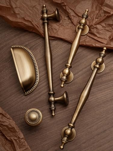 Bronze Massive Antik Messing Schrank Griffe Kleiderschrank Ziehen Schrank Türknauf Küche Zubehör Retro Möbelbeschläge (Lochabstand-128mm) von Aoleegatt