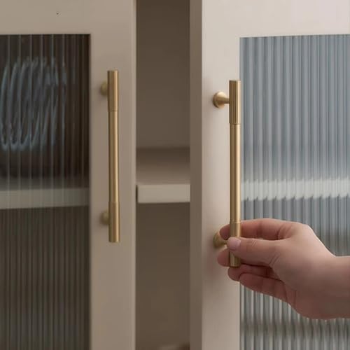 Massiver Messinggriff vertikale Linien lineare Küchenschränke Goldknospen T-Bars Schlafzimmer Schränke lange Zug Schubladengriff (Steig-Reihe-160 mm) von Aoleegatt