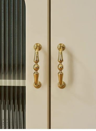 Massives Messing PVD Gold Möbelgriff Kleiderschrank Griff Küchenschrank Zugstange Schubladenknopf (Pitch-128 mm-Einteilig) von Aoleegatt