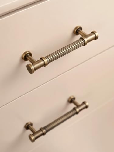 Massives Messing antike Möbel Türgriff gerippt romantischen Stil Bronze T-Bar Küchenschrank ziehen Kleiderschrank Tür Kupferknopf (Steig-Reihe-192 mm) von Aoleegatt