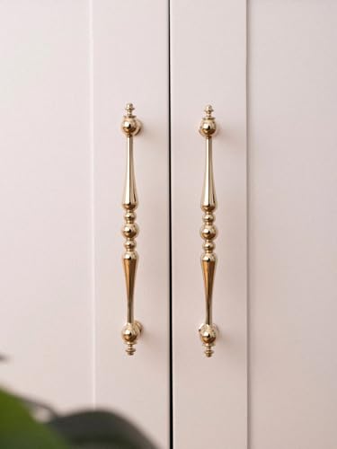 Massivholz Messing Küchenschrank Griffe Kupfer Kleiderschrank Zieht PVD Gold Möbel Griff Kommode Schubladenknöpfe (Pitch-row-192mm) von Aoleegatt