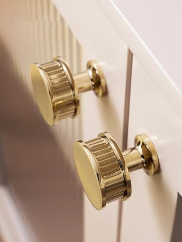 Möbelgriff massiv Messing gestreiften Romantic Stil PVD Gold T-Bar Küchenschrank Ziehen Schranktür Kupfer Knauf (Knauf-31mm) von Aoleegatt