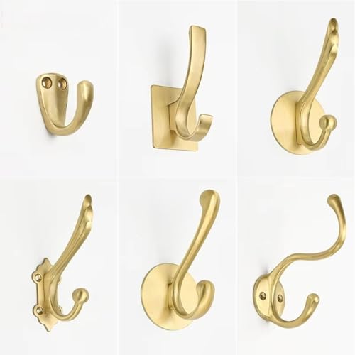Reine Messing Wandhalterung Haken Möbel Kleiderbügel massiv Messing Kleiderbügel Hüte Wandhänger Küche Bad Zubehör (HK041-3) von Aoleegatt