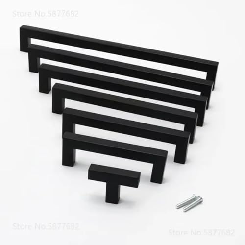 Schubladenknäufe, schwarz, Schrankgriff, quadratisch, Möbelbeschläge, Edelstahl, Küchentürknäufe, Schrank, Kleiderschrank, Schublade (288 mm - 300 mm) von Aoleegatt