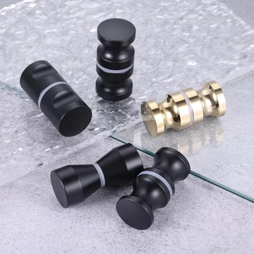 Schwarz/Gold einzelne Glastürknopf Badezimmer Duschkabine Doppelseitiger Griff ziehen Aluminiumlegierung Türgriff Tor Home Hardware (A) von Aoleegatt