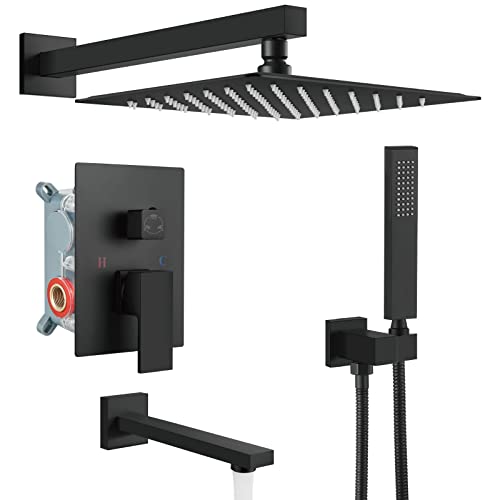 Aolemi 30,5 cm mattschwarzes Regenduschsystem Duschkopf Kombi-Set mit Wannenfüller Handbrause Luxus grobes Ventil inklusive Wandhalterung Badezimmer Dusche Mischbatterie Wasserhahn Aolemi 30,5 cm mattschwarzes Regenduschsystem Duschkopf Kombi-Set mit Wannenfüller Handbrause Luxus grobes Ventil inklusive Wandhalterung Badezimmer Dusche Mischbatterie Wasserhahn von Aolemi