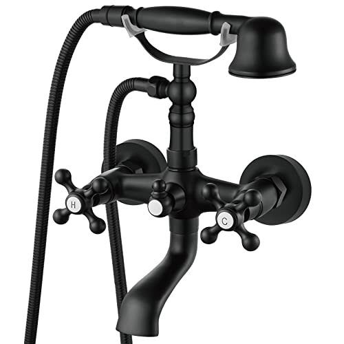 Aolemi Mattschwarze Wandhalterung Badewanne Wasserhahn mit Handbrause Badezimmer Badewanne Wasserhahn Doppelkreuz Griff Telefon Form Handbrause Duschset Mischbatterie Vintage Aolemi Mattschwarze Wandhalterung Badewanne Wasserhahn mit Handbrause Badezimmer Badewanne Wasserhahn Doppelkreuz Griff Telefon Form Handbrause Duschset Mischbatterie Vintage von Aolemi