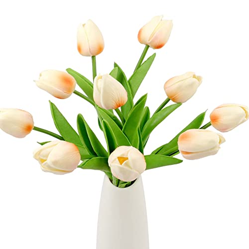 Aoleytech Künstliche Tulpen, 10 Stück, fühlen sich echt an, Blumenstrauß, künstliche Seidentulpen, Kunststoffblumen für Zuhause, Garten, Hochzeit, Party, Fensterbank, Ornamente, Tisch, Innen- und von Aoleytech