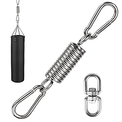 Aoligei Feder Hängesessel, Feder Edelstahl mit 2 Karabiner, 360°Swivel Haken für Hammock Hängeliege Hängestühle, Schwingfeder Stahlfeder, Schaukelhaken Aufhängung Hakenfür Hängesessel Boxsack Yogatuch von Aoligei