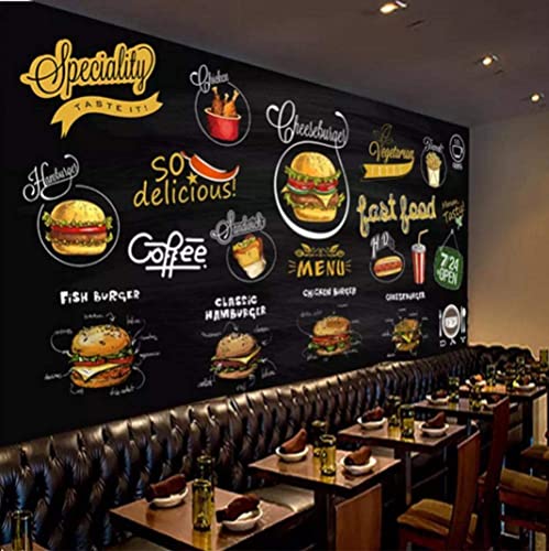 3D Fototapete Wandbild Poster Wandkunst Aufkleber Wanddekoration Burger-Pizza-Fast-Food-Restaurant - Selbstklebende Wandbilder Für Wohnzimmer, Schlafzimmer, Büro, Flur, Esszimmer, Kinde 250 x 175 cm von Aolity
