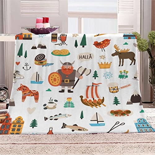 Aolity Babydecke 70x100 cm Wikinger Karikatur Kuscheldecke Baby Personalisiert Flanell Decke 3D Druck Flauschige Decke Skandinavische Textur Reisedecke Kuschelige Wohndecke Sofadecke von Aolity