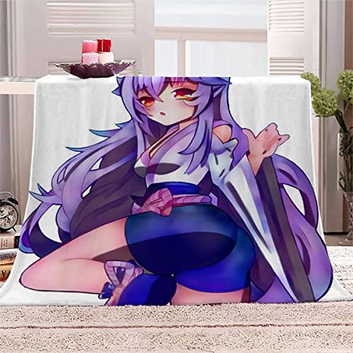 Aolity Kuscheldecke 150x200 cm Anime Weiß Decke Camping Kuscheldecke Flanelldecke Weich Wohndecke Lila Anime-Mädchen Mit Langen Haaren Sofadecke Decke für Kinder Erwachsene Kuscheldecke Draußen von Aolity
