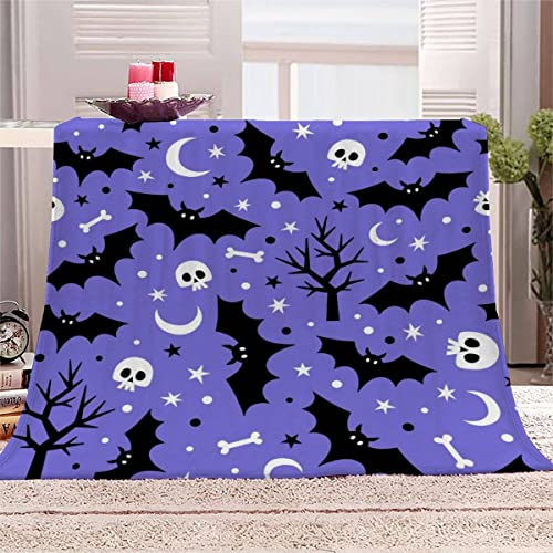 Aolity Kuscheldecke 150x200 cm Halloween Lila Decke Camping Kuscheldecke Flanelldecke Weich Wohndecke Fröhliches Halloween Sofadecke Decke für Kinder Erwachsene Kuscheldecke Draußen von Aolity