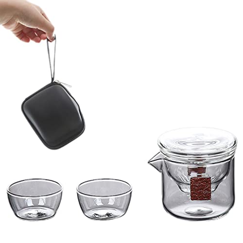 Aolity Reise-Tee-Sets Tragbares Reise-Tee-Set mit Tasche, Japanisches Glas-Teetassen-Set, Reise-Essential-Tee-Set-Zubehör Tea Pot von Aolity