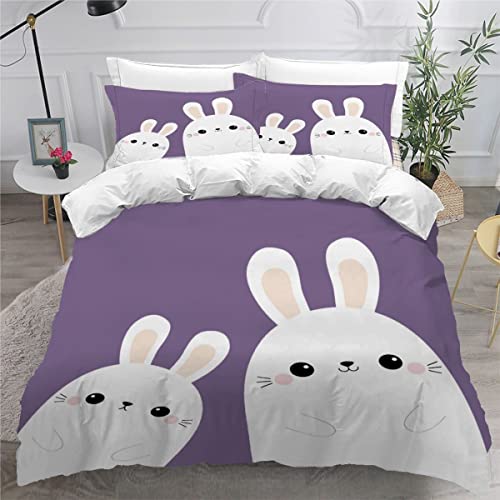 Aolity Teenager Mädchen Jungen Bettwäsche 155x220 cm Weißer Hase Bettwäsche Set für Einzelbett Hochwertiges Mikrofaser Lila Karikatur Bettbezug mit Kissenbezug 80 x80 cm Aolity Teenager Mädchen Jungen Bettwäsche 155x220 cm Weißer Hase Bettwäsche Set für Einzelbett Hochwertiges Mikrofaser Lila Karikatur Bettbezug mit Kissenbezug 80 x80 cm von Aolity