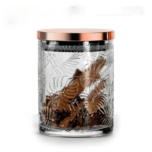 Aolity Vorratsdosen aus Glas Japanischer Stil, Roségold, versiegeltes Glas, geprägte Korn-Aufbewahrungsbox, feuchtigkeitsbeständige Snack-Aufbewahrungsbox, Haushalts-Retro-Aufbewahrung von Aolity