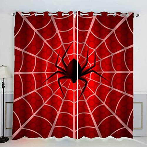 Gardine Vorhänge 2 Stück Cool Halloween Spinne Vorhang Schlafzimmer Geräuschreduzierung 3D Drucken Abdunklungsvorhänge 220 x 215 cm BxH von Aolity