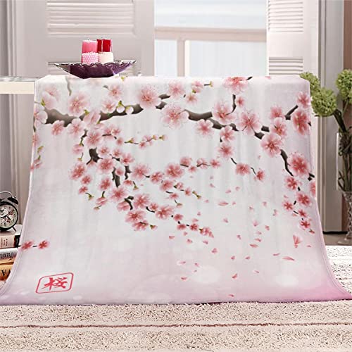 Kuscheldecke 150x200 cm Rosa Japanische Sakura Blumen Decke Camping Kuscheldecke Flanelldecke Weich Wohndecke Sofadecke Decke für Kinder Erwachsene Kuscheldecke Draußen von Aolity