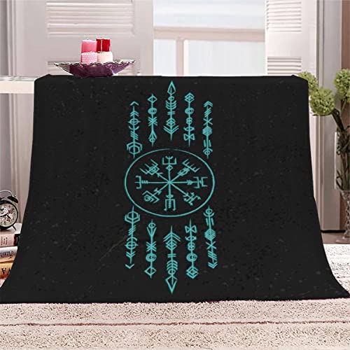 Aolity Kuscheldecke 150x200 cm Vikings Decke Camping Kuscheldecke Flanelldecke Weich Wohndecke Nordische Wikinger Runen Sofadecke Decke für Kinder Erwachsene Kuscheldecke Draußen von Aolity