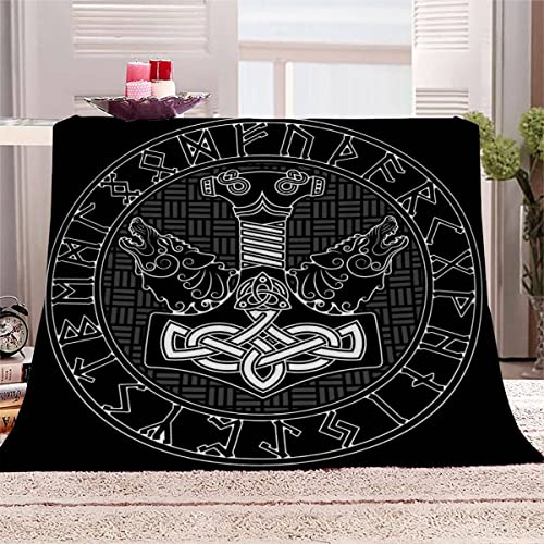 Kuscheldecke 150x200 cm Vikings Decke Camping Kuscheldecke Flanelldecke Weich Wohndecke Thors Hammer Wikinger Sofadecke Decke für Kinder Erwachsene Kuscheldecke Draußen von Aolity