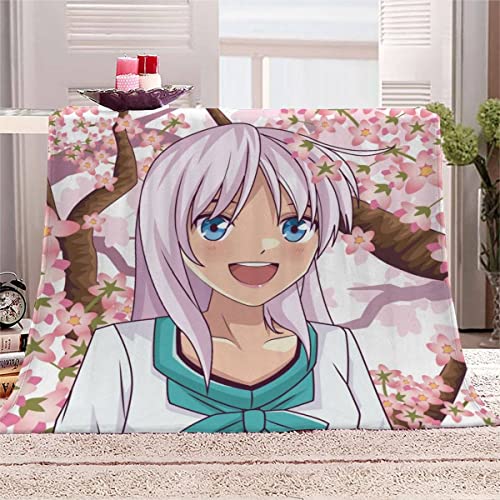 Kuscheldecke Manga-Mädchen Kinder Flanell Decke Anime-Rosa 3D Drucken Microfaser Flauschig Weich Warm Plüsch Wohndecke Sommer Zottelig Kuscheldecke 100x135 cm von Aolity