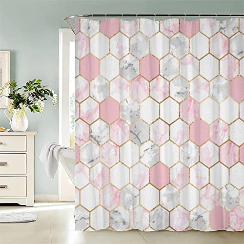 Aolity Lang Duschvorhang 240x200 Rosa Marmor Rosa Und Grau Duschvorhänge Extra Breit Bathroom Waschbar Anti Schimmel Duschvorhang Weiß Schwarz Grau Grün Bunt, Color22, 3D von Aolity