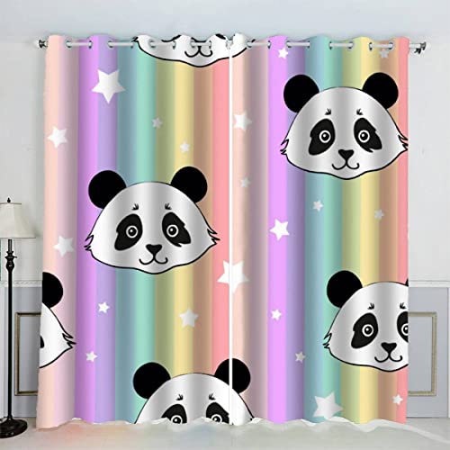 Panda Verdunklungsgardinen mit Ösen Regenbogen Vorhänge Abdunkelnd Schallschutz Vorhang Polyester 3D Home Dekoration Gardinen Isolierend Gardinen Lang von Aolity