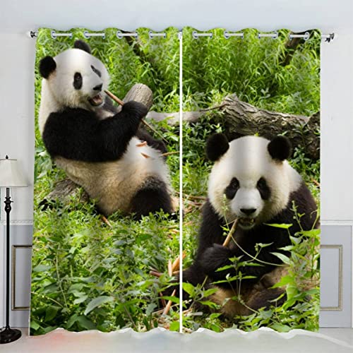 Panda Verdunklungsgardinen mit Ösen Tier Vorhänge Abdunkelnd Schallschutz Vorhang Polyester 3D Home Dekoration Gardinen Isolierend Gardinen Lang von Aolity