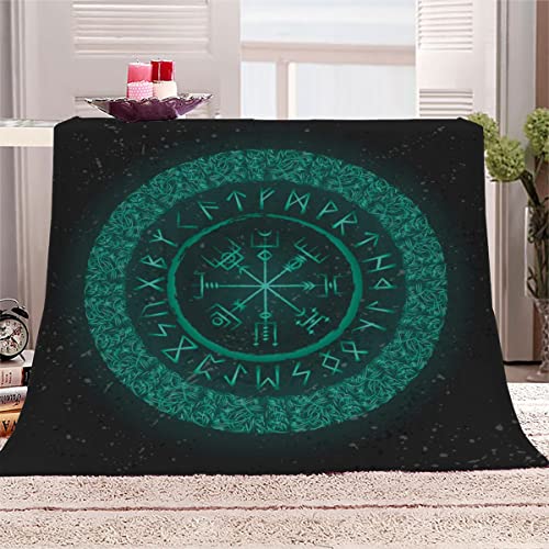 Vikings Kuscheldecke 180x220 cm Flanelldecke Gothic Wikinger Runen flauschig Warme Microfaser Blanket Groß Tagesdecke Decke für Sofa und Bett Hochwertige Decke Sommer von Aolity