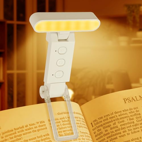 Aolso wiederaufladbare Leselampe, USB augenschonende Leselampean Bücher, Leselampe zum Anklemmen an Bücher, LED-Buchleuchtemit 5 Farbtemperaturen und 6 Helligkeitsstufen, ideal für Bücherliebhaber von Aolso